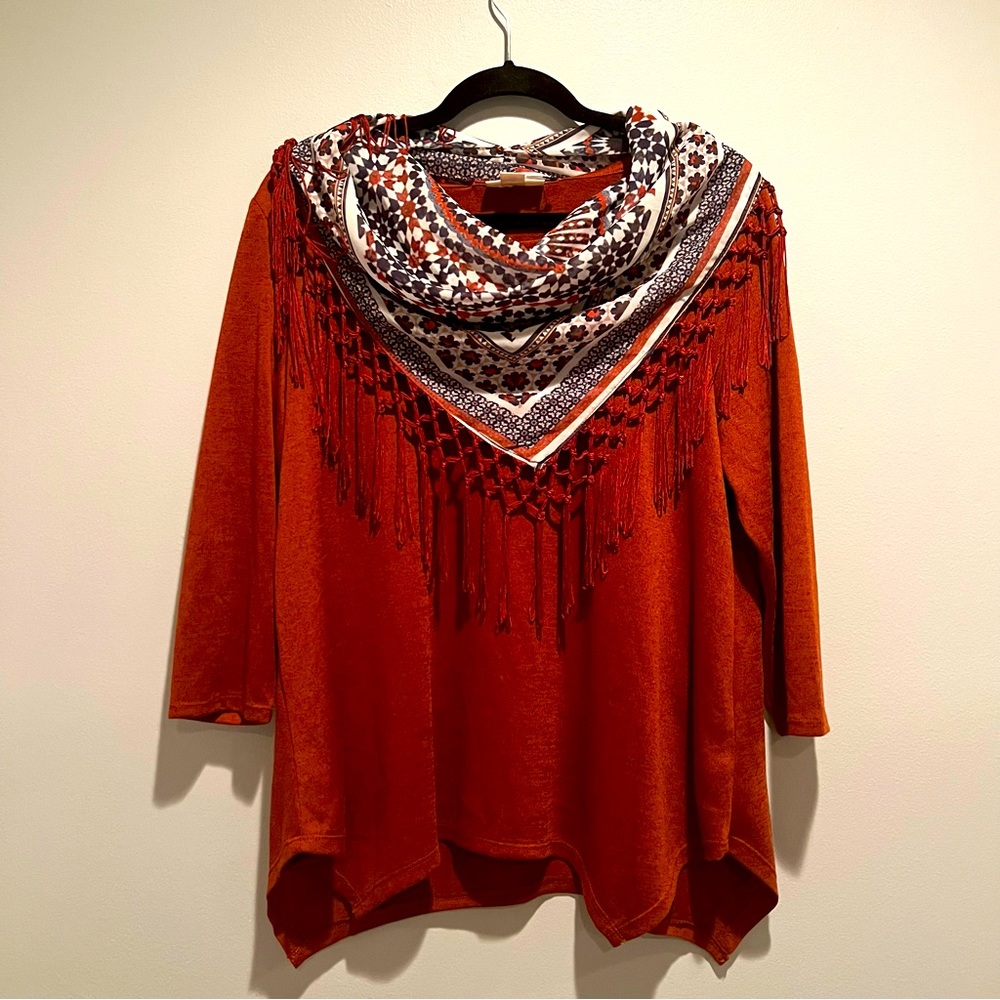 *Blouse with detachable scarf